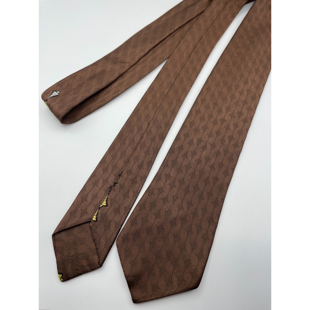Vintage Arrow Brown Atomic Geometric Skinny Tie MCM 50s 60s Made in USA 2 Inch